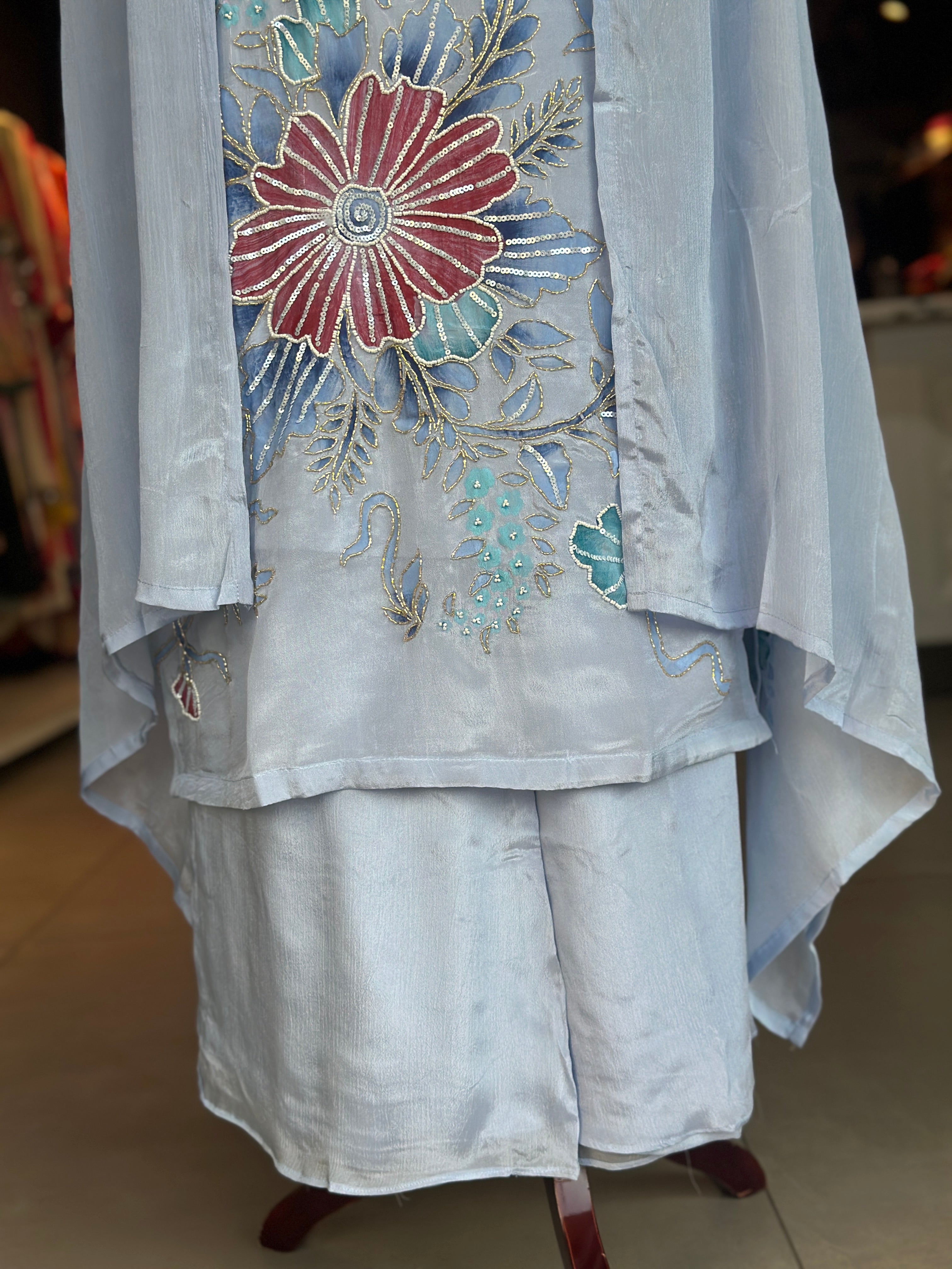 PURE CHINON HANDWORK PLAZO SET