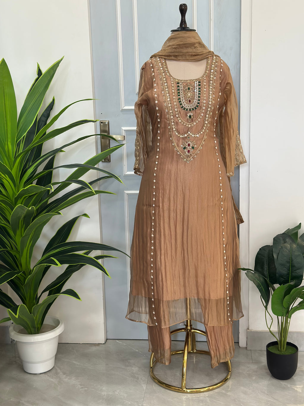 ✨ Pearl Handwork Anarkali Ensemble ✨