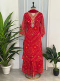 ❤️ Royal Bandhej Handwork Kurta Palazzo Set with Dupatta ❤️