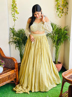 Elegant Off-Shoulder Handwork Lehenga Set