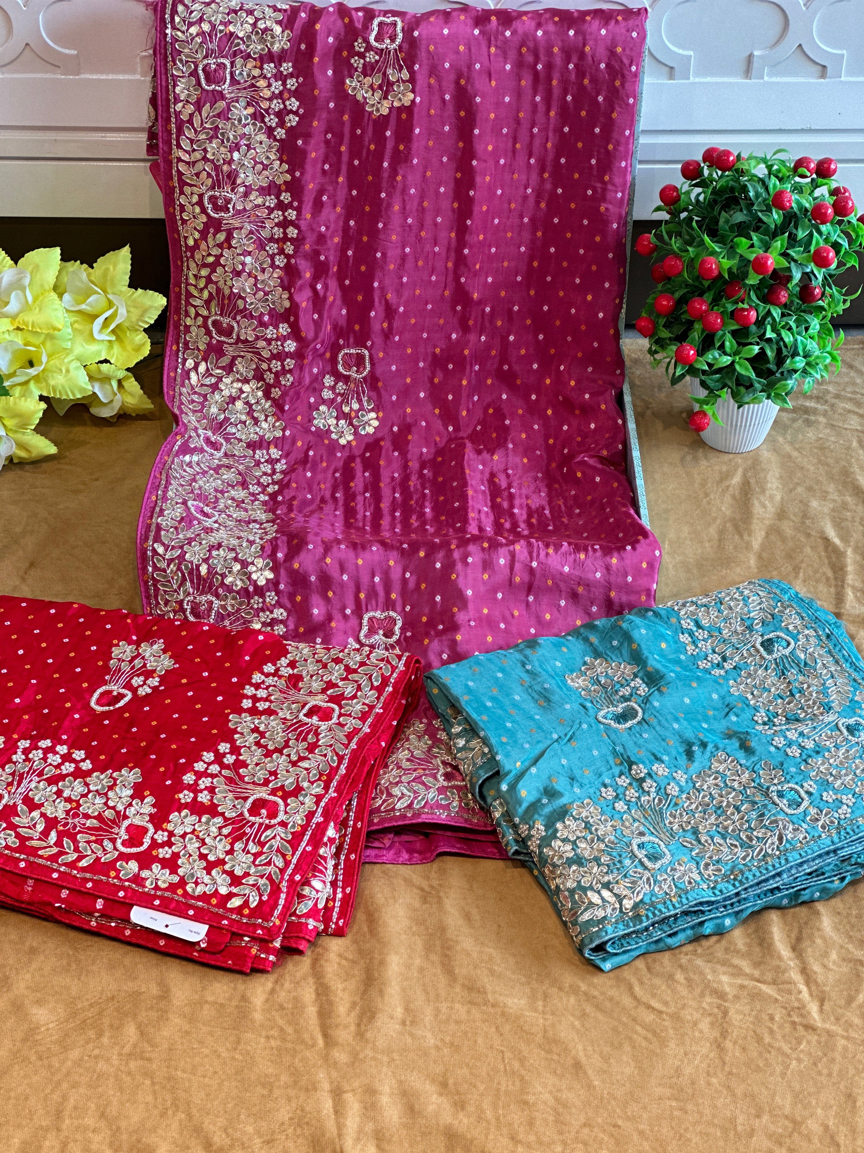 PREMIUM ZARDOSI HANDWORK BHANDEJ SAREE