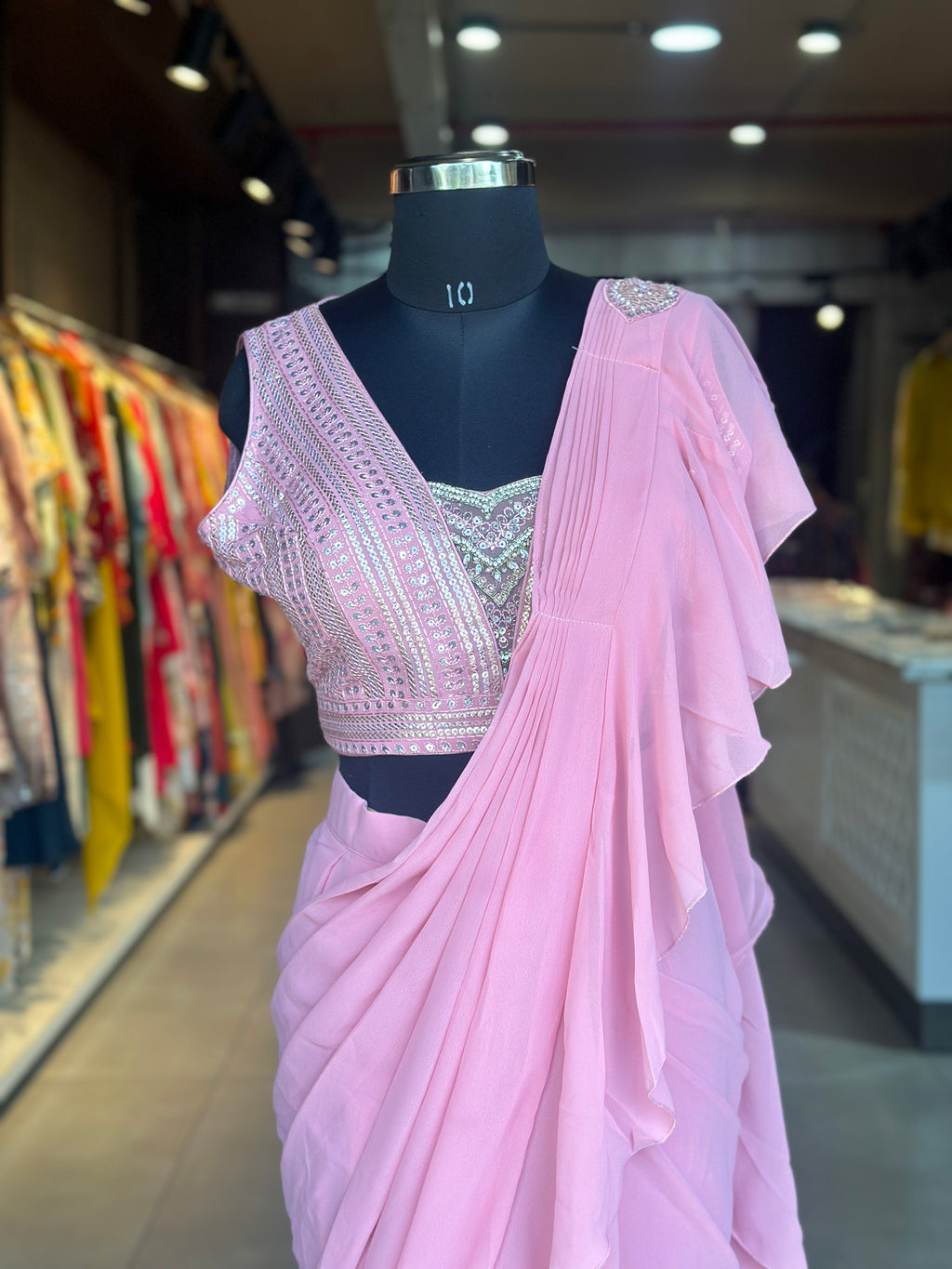 Draping Saree With Heavy Blouse