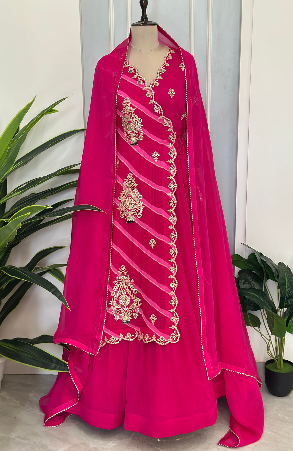 Traditional Leheriya Handcrafted Anarkali Gown