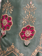 Elegant Handwork Kurta Palazzo Indo-western Set With Dupatta