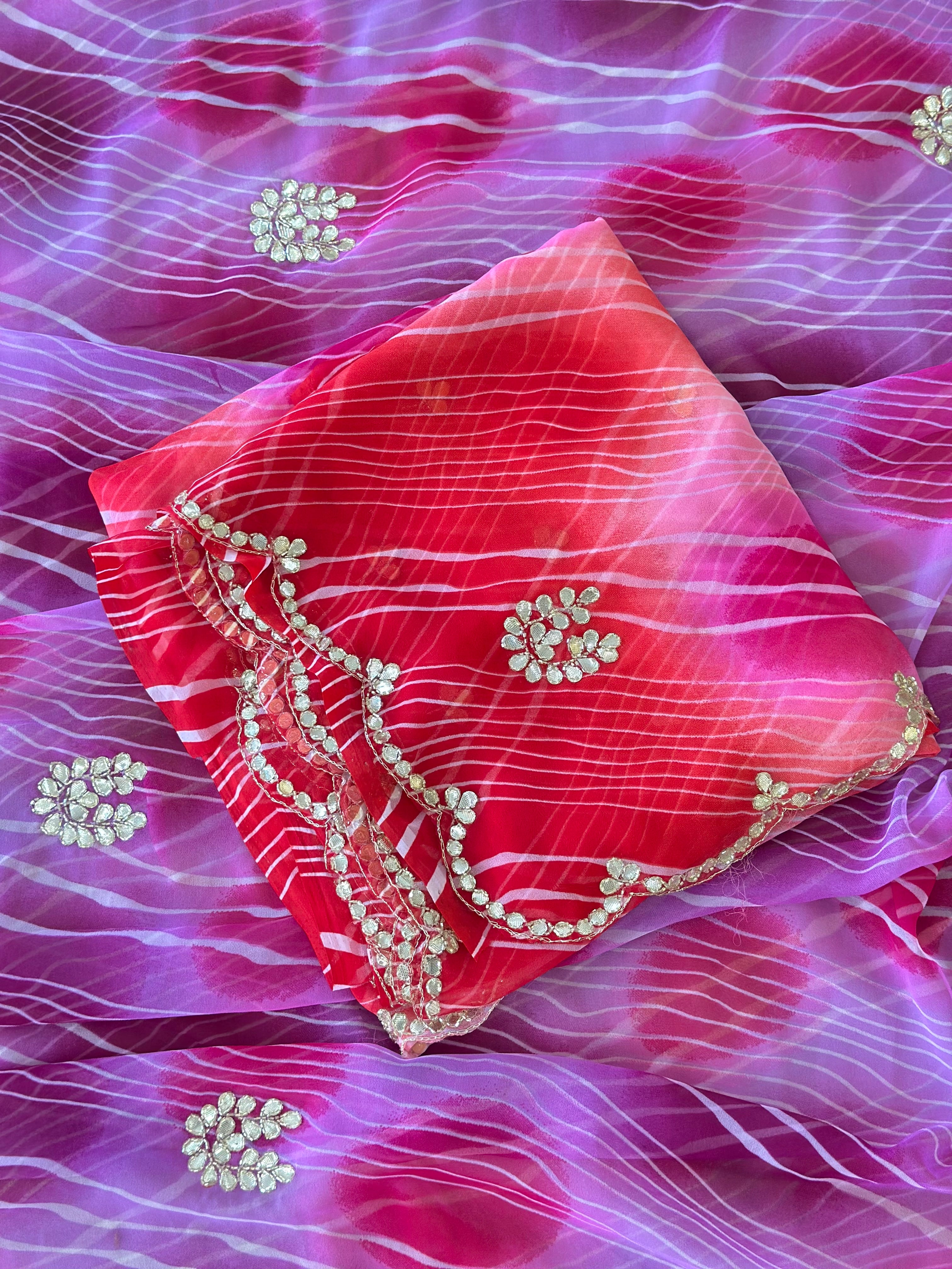 Premium Leheriya Gotapatti Handwork Saree