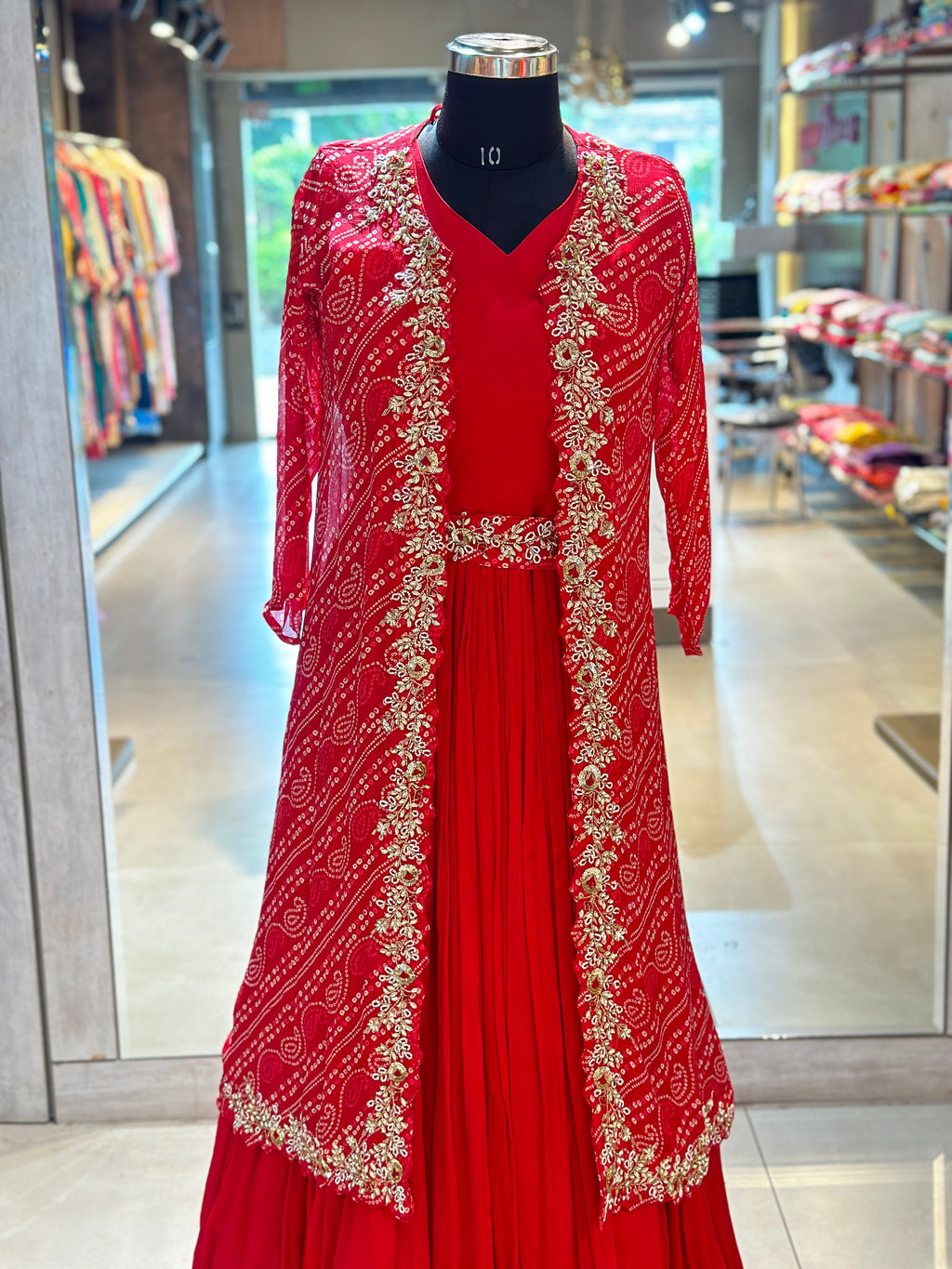 PURE CHINON BHANDEJ GOWN