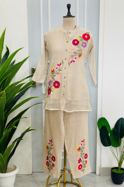 Beautiful Embroidered Jute Co-Ord Set