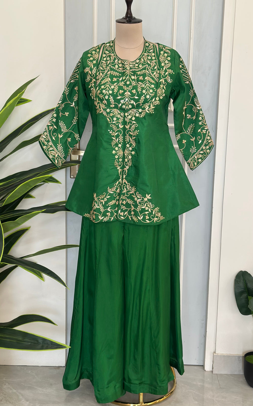 Royal Green Indo-Western Jacket Style Set