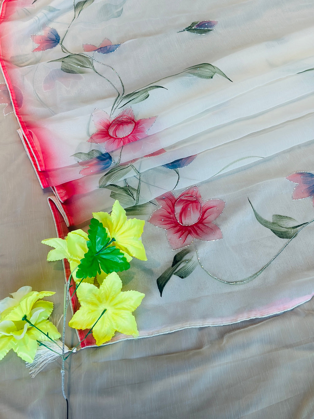 PREMIUM FLORAL HANDWORK SAREE