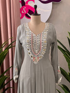 Elegant Embroidered Anarkali Set with Lace Dupatta