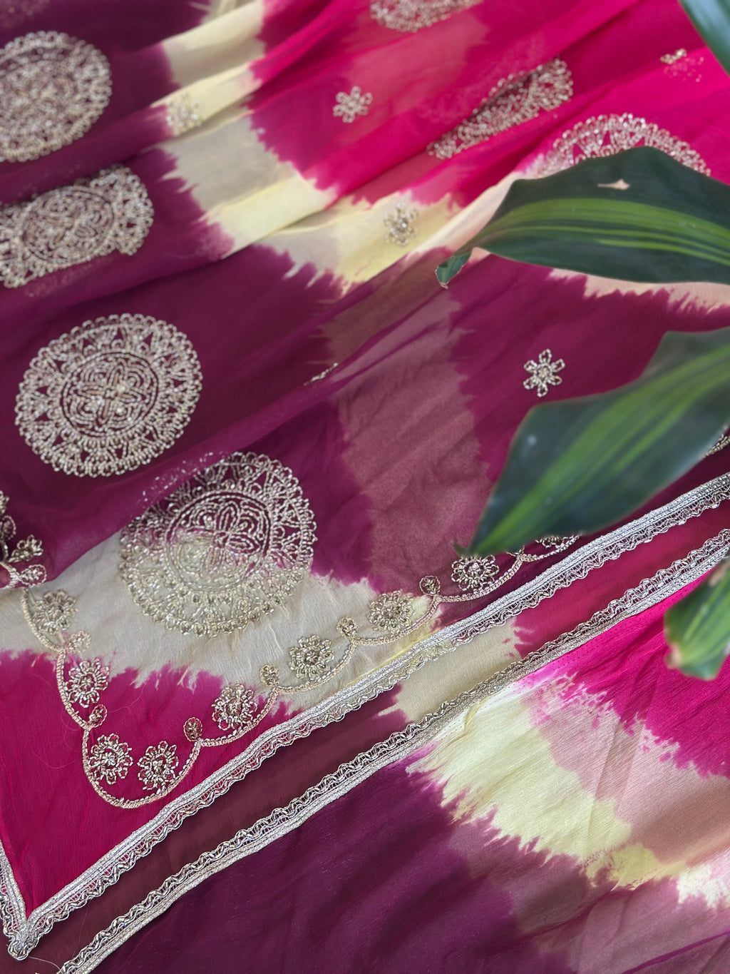 Premium Tie & Dye Chiffon Saree