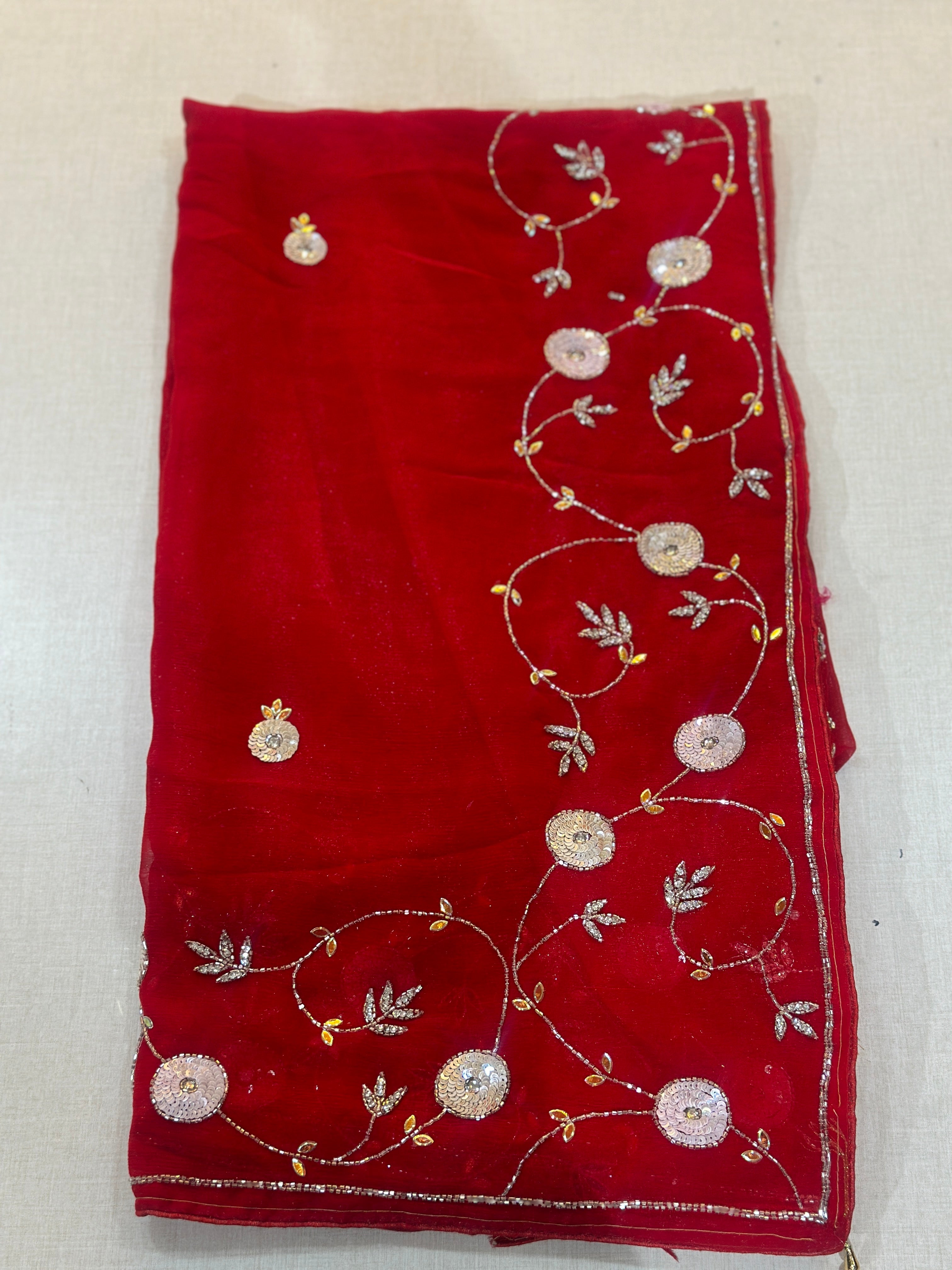 KARWACHOUTH SPECIAL HANDWORK SAREE