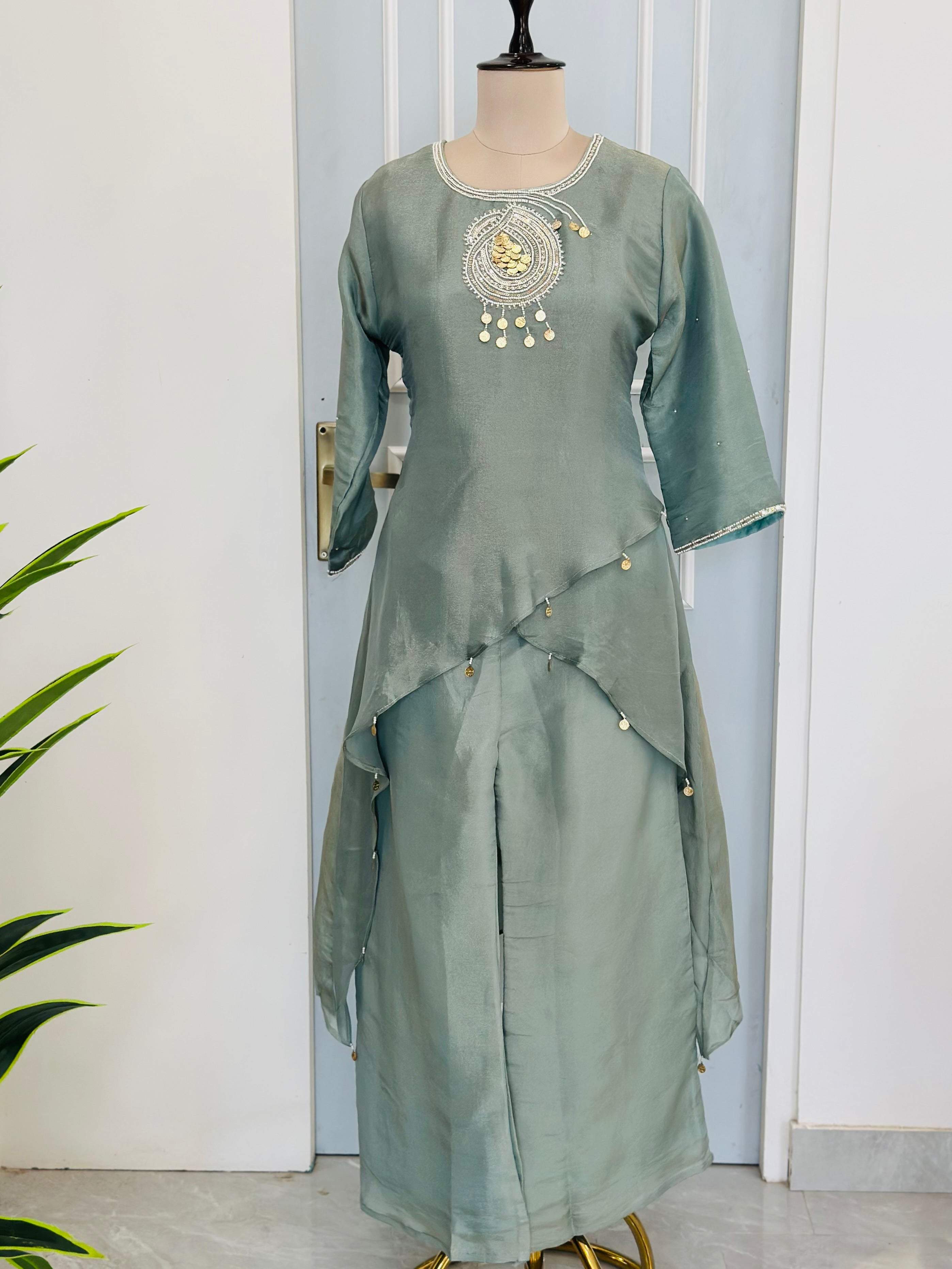 Premium Coin Work Indo-Western Co-ord Set