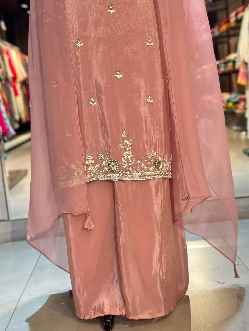 PURE ZARI TISSUE HANDWORK STRAIGHT SUIT SET