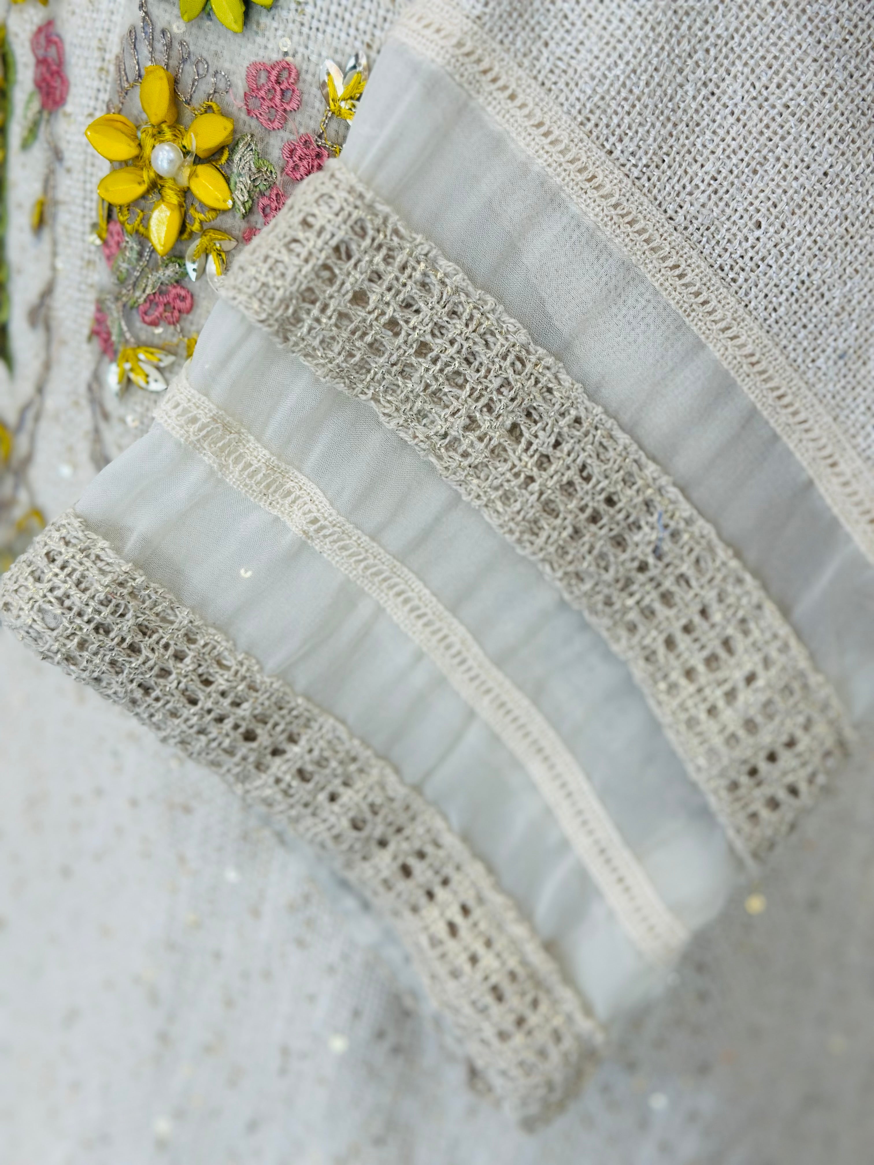 Beautiful Floral Handwork Jute Co-ord Set