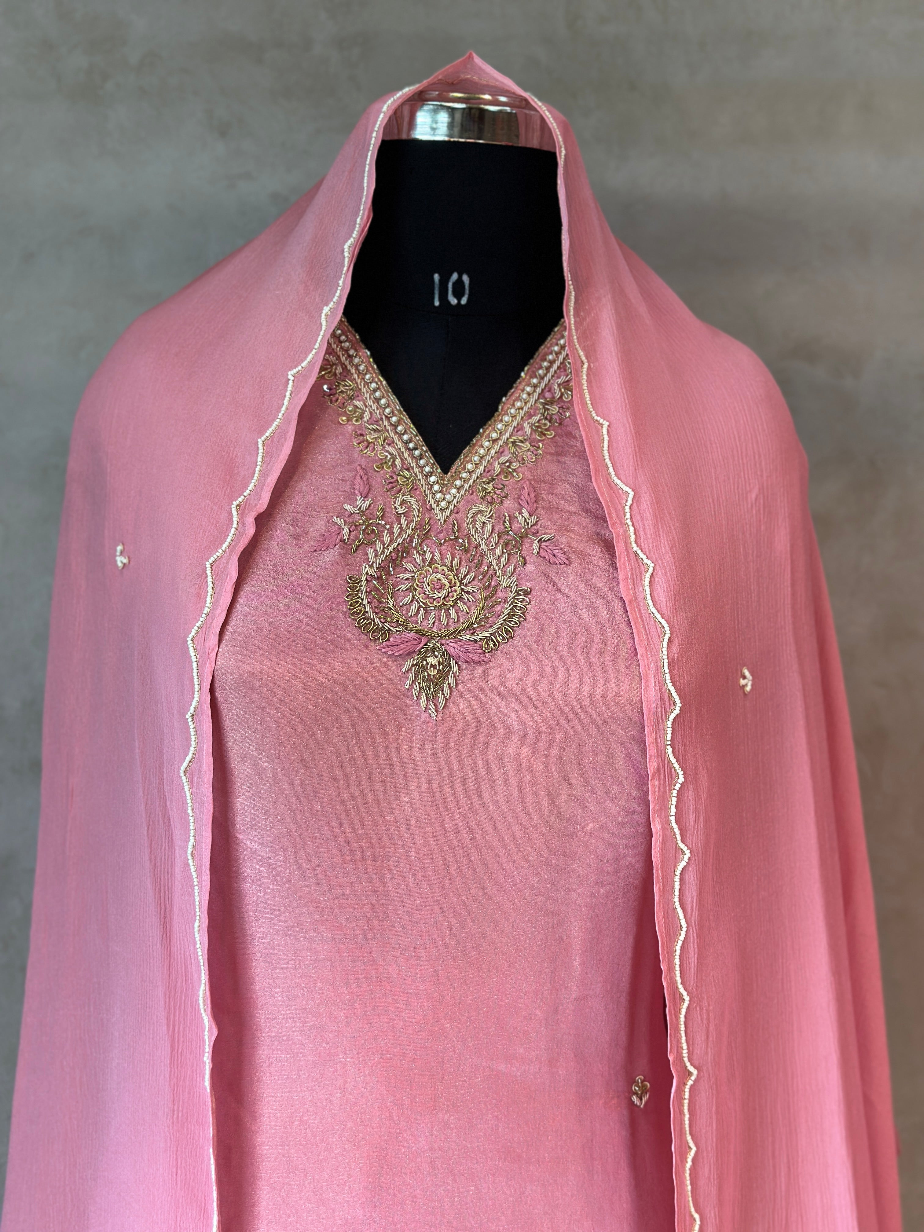 PURE ZARI TISSUE HANDWORK SUIT SET
