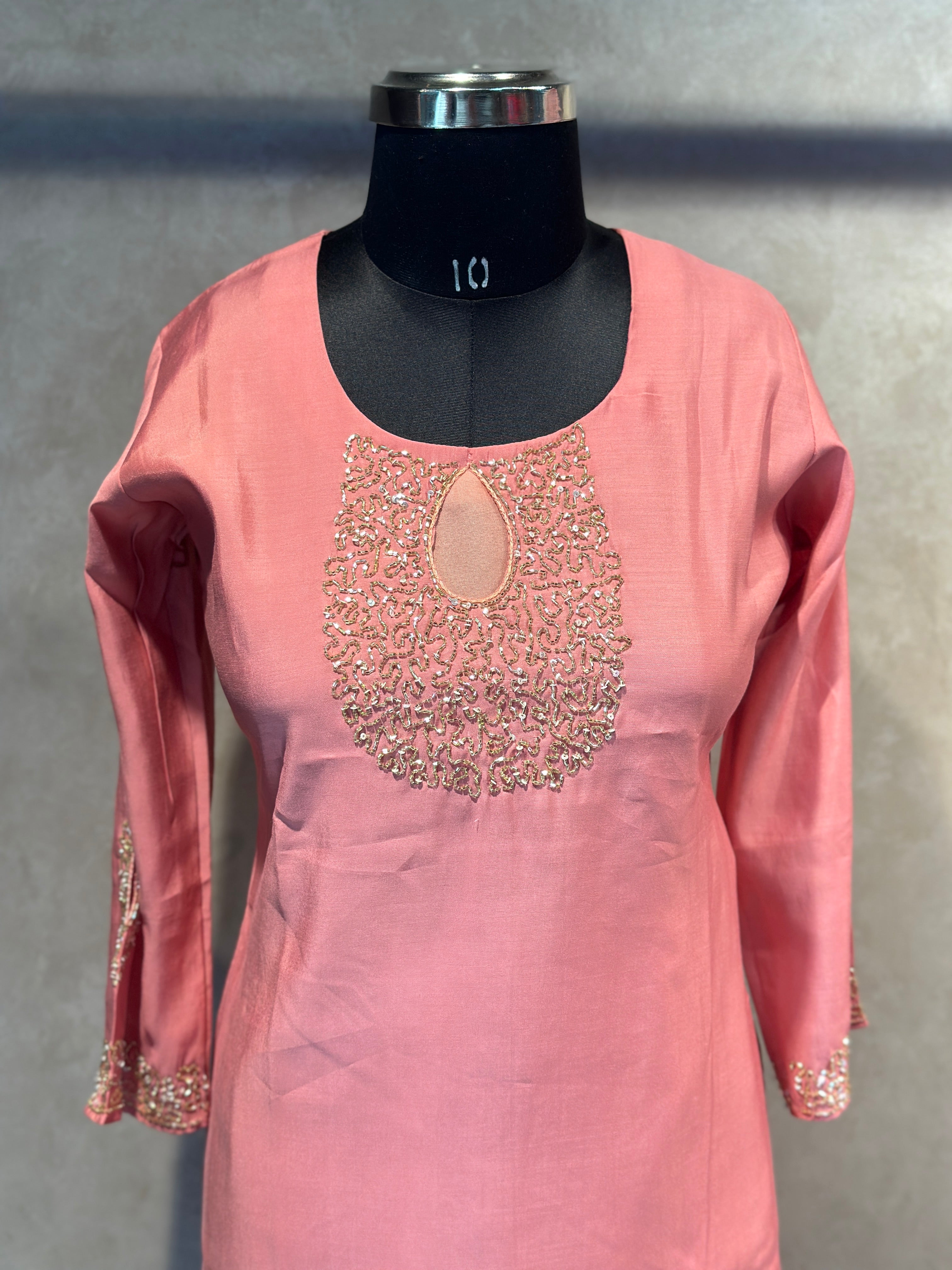 BANARASI STRAIGHT HANDWORK SUIT SET