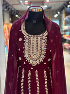 PURE CHINON HEAVY HANDWORK ANARKALI SUIT