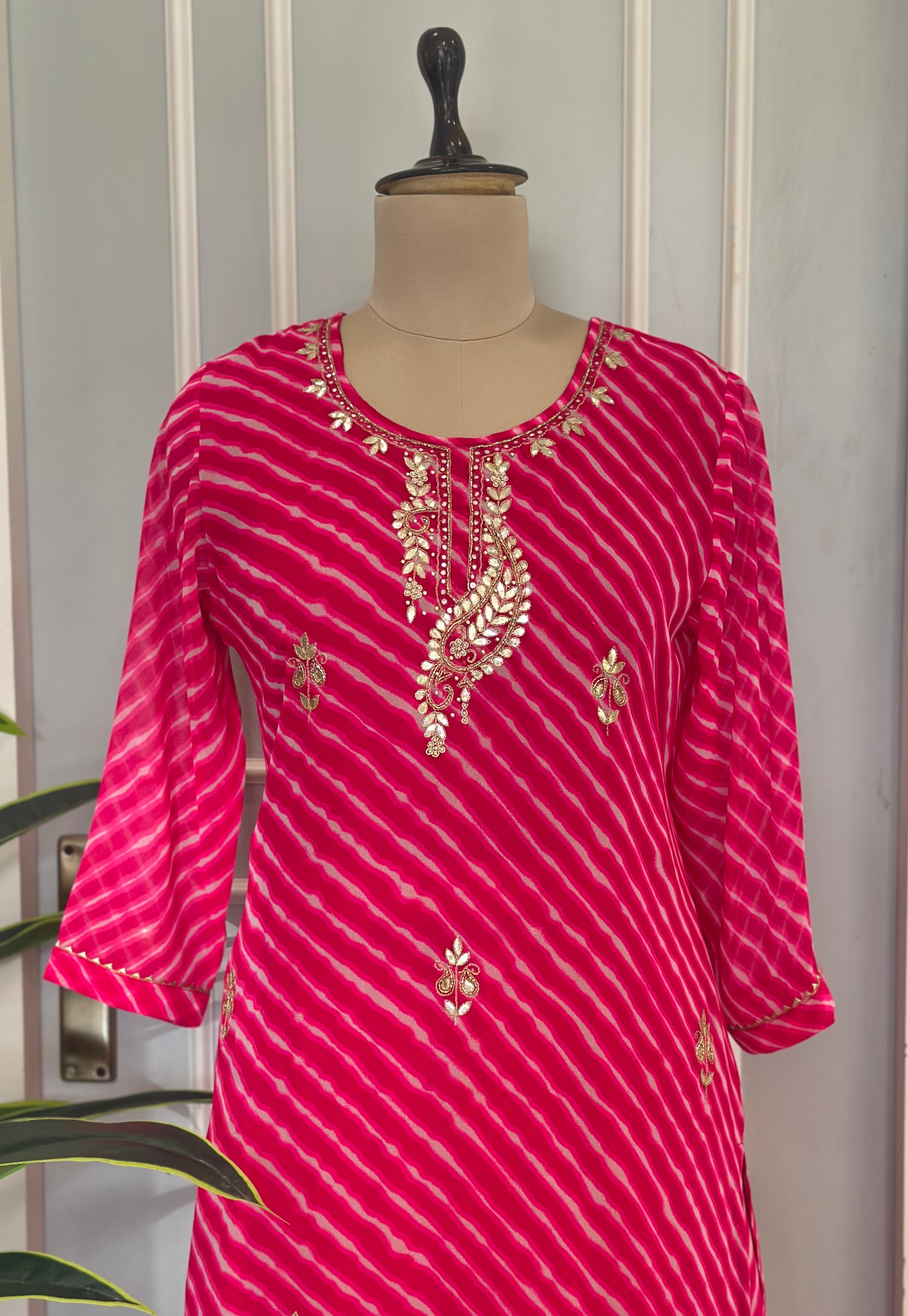 Ethnic Leheriya Handwork Suit Set