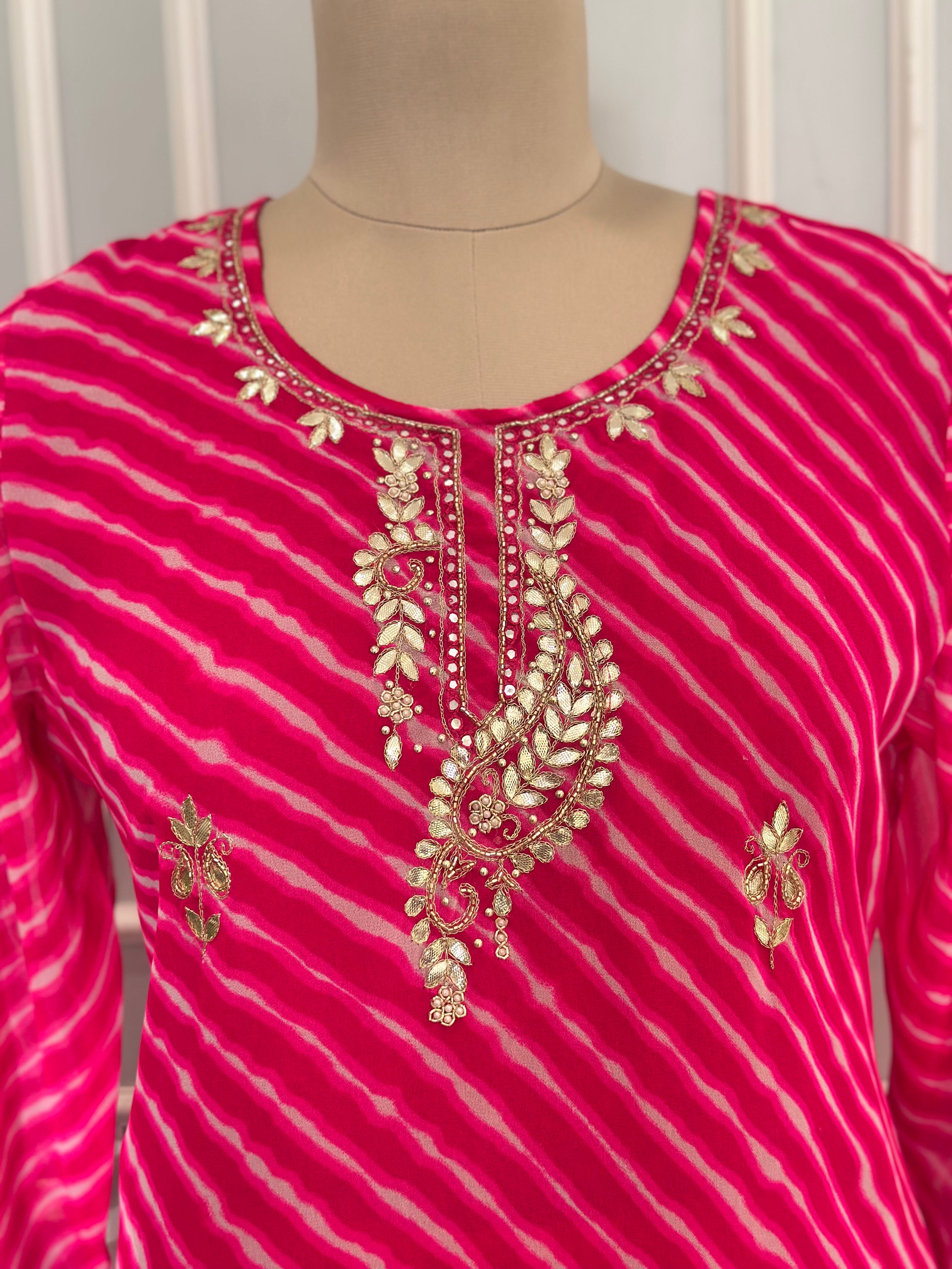 Ethnic Leheriya Handwork Suit Set