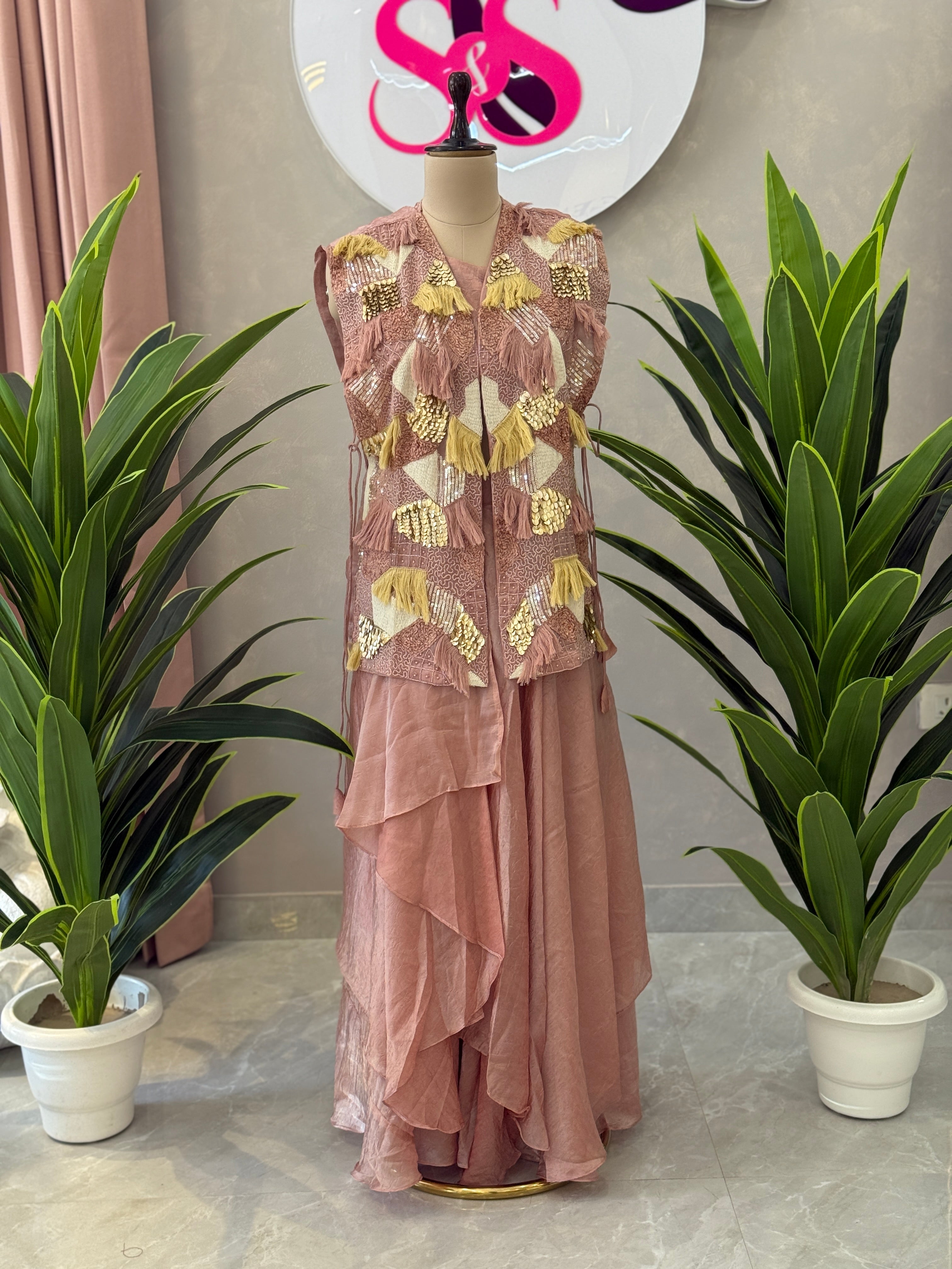 Designer Drape Style Skirt Set
