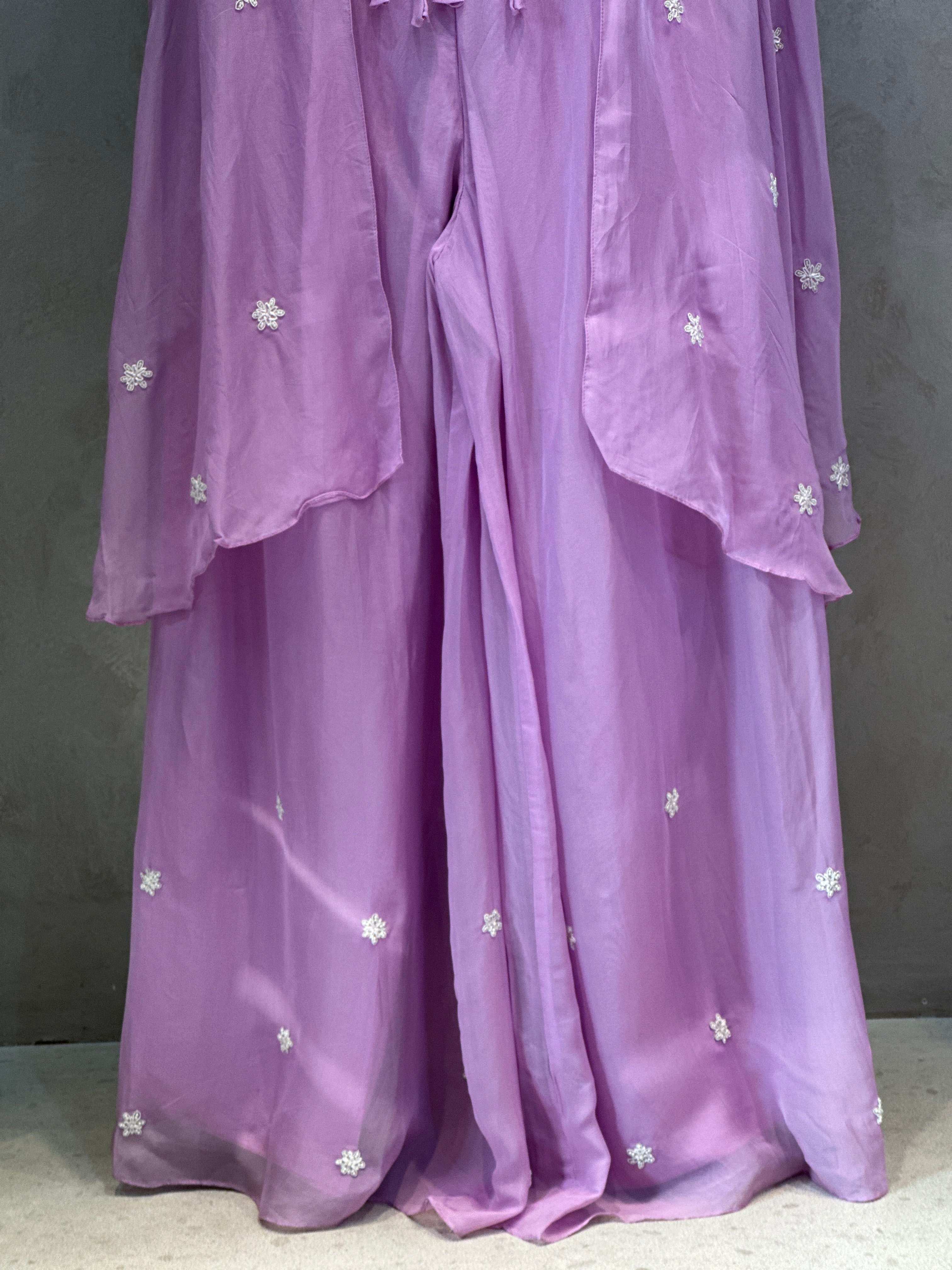 PURE ORGANZA PLAZO SET WITH BEAUTIFUL PEARLS HANDWORK