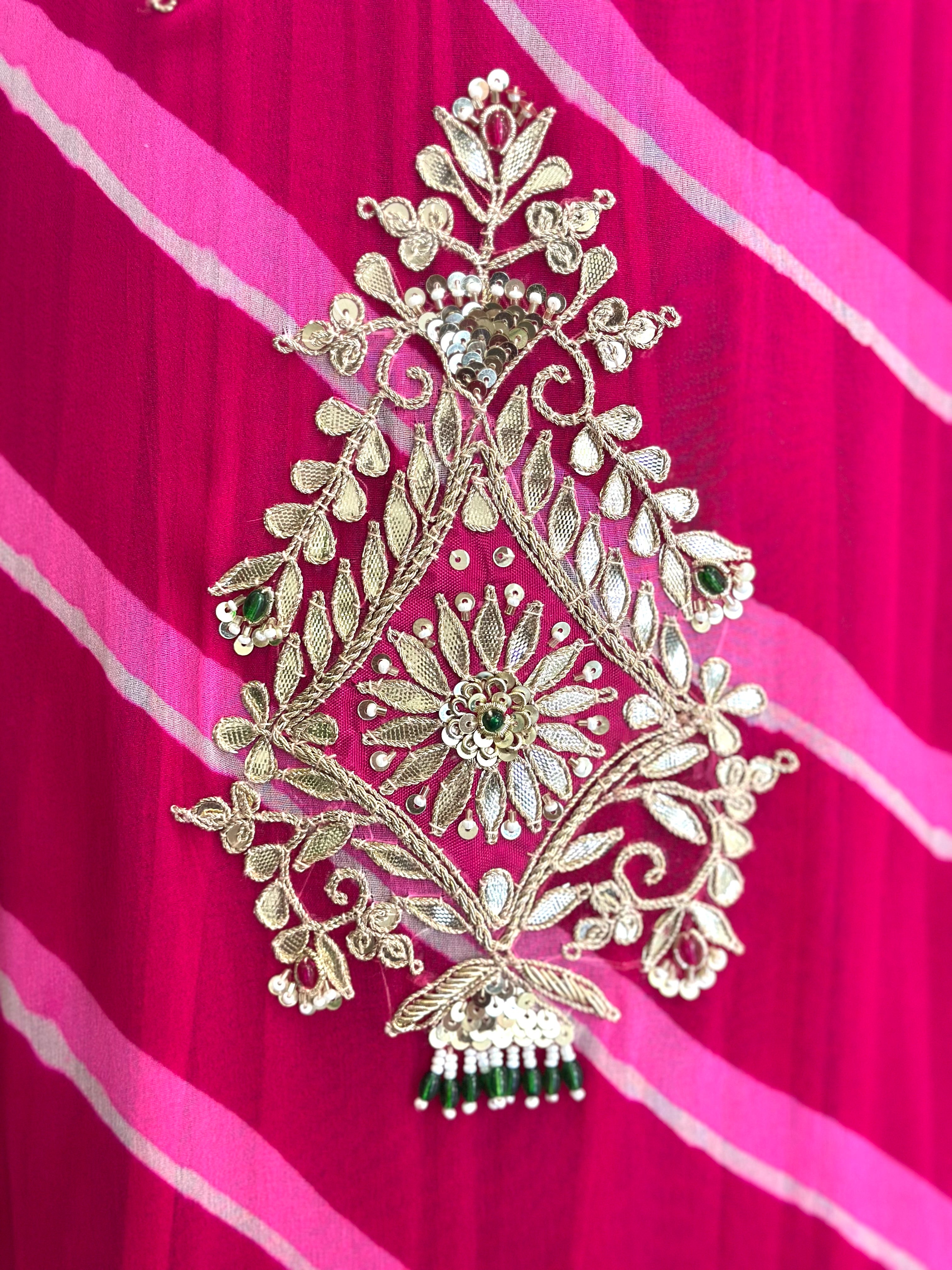 Traditional Leheriya Handcrafted Anarkali Gown