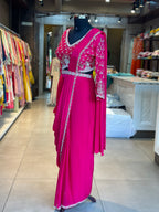PRE DRAPPED HEAVY HANDWORK SAREE