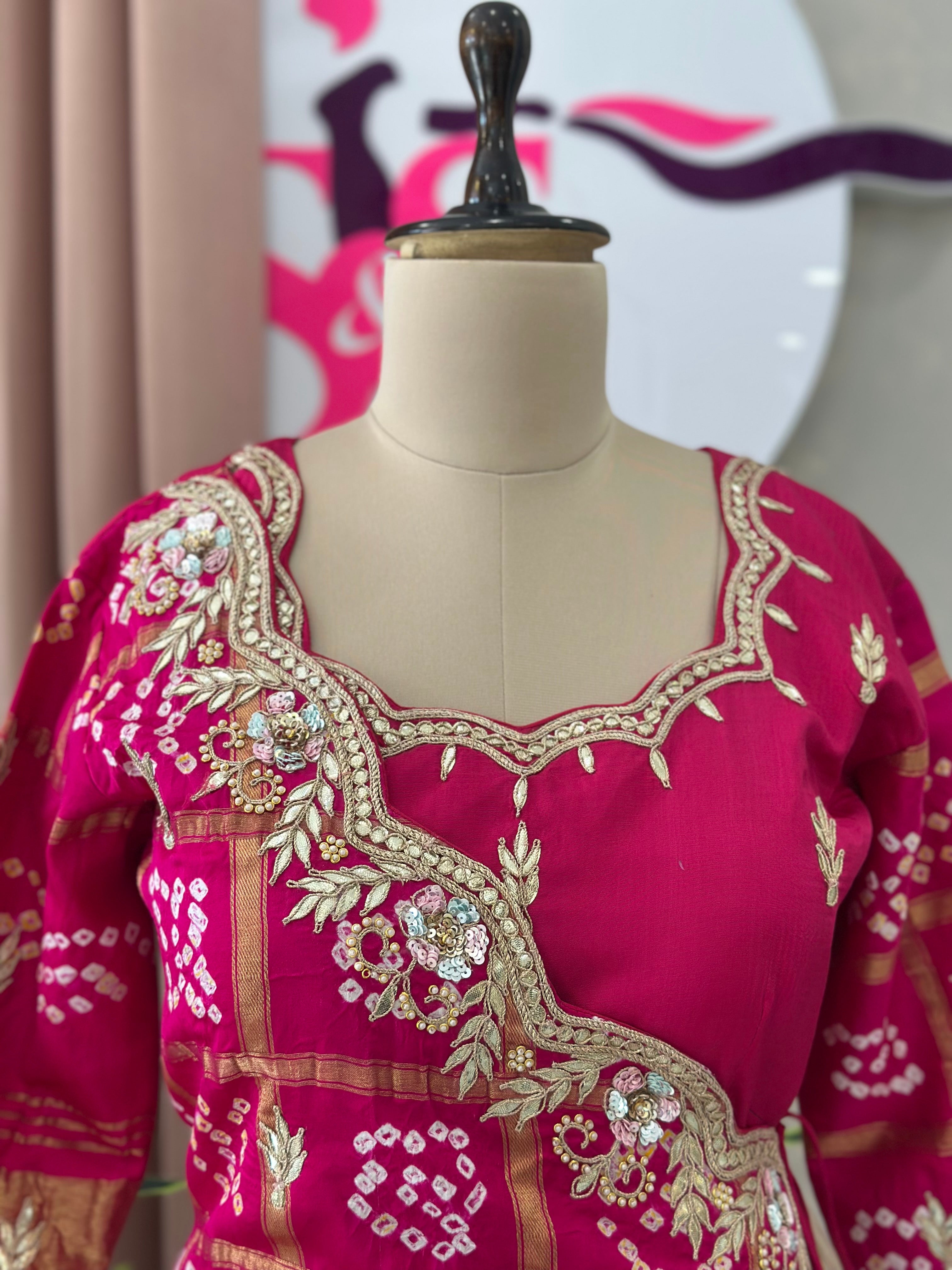 Angrakha Style Handwork Skirt Set