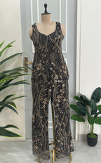 Royal Black Heavy Handwork Occasion Wear Indo-western Set