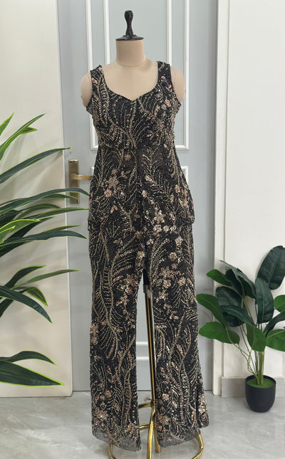 Royal Black Heavy Handwork Occasion Wear Indo-western Set