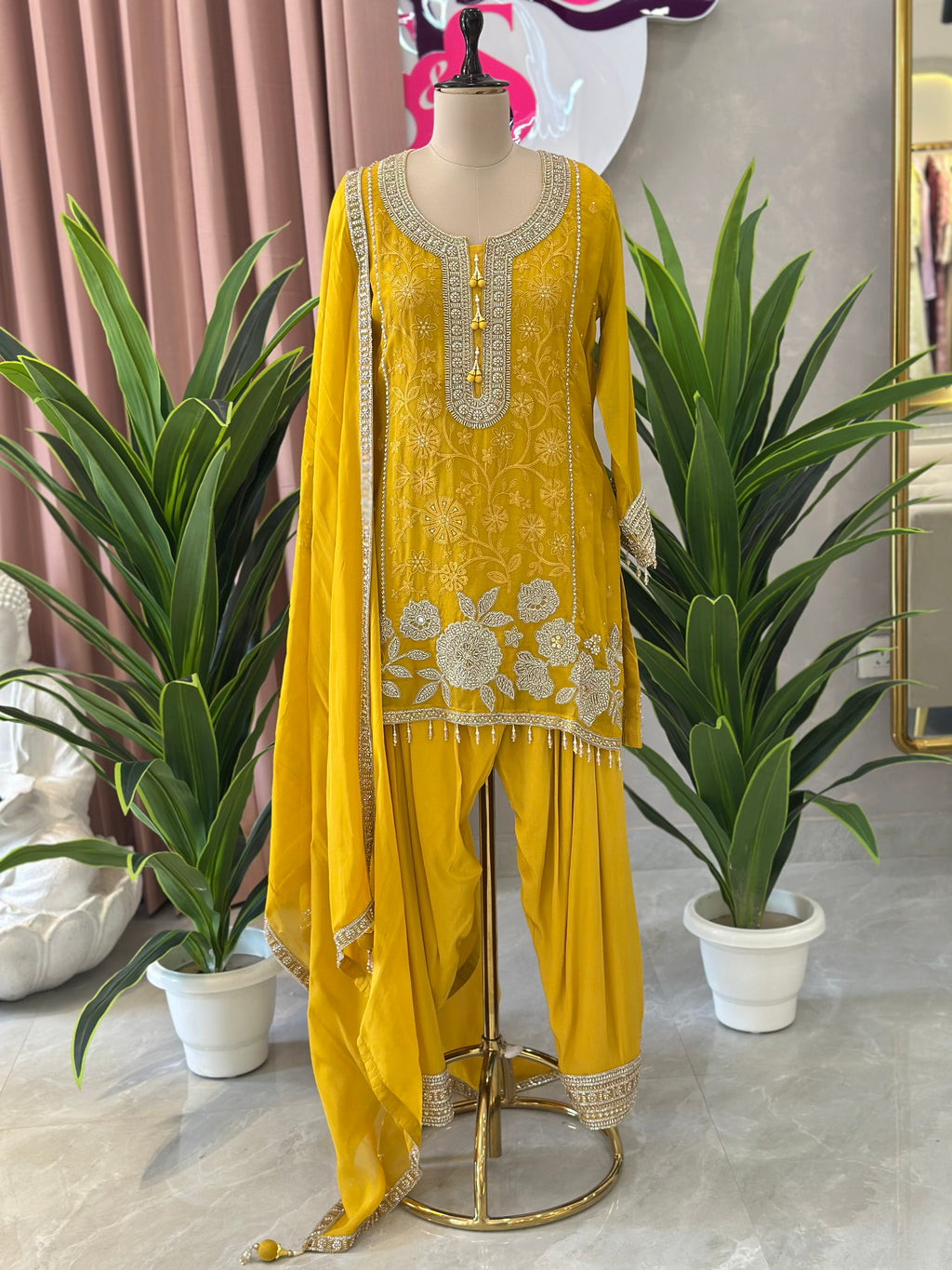 Trendy Farshi Suit Set With Heavy Handwork Detailing