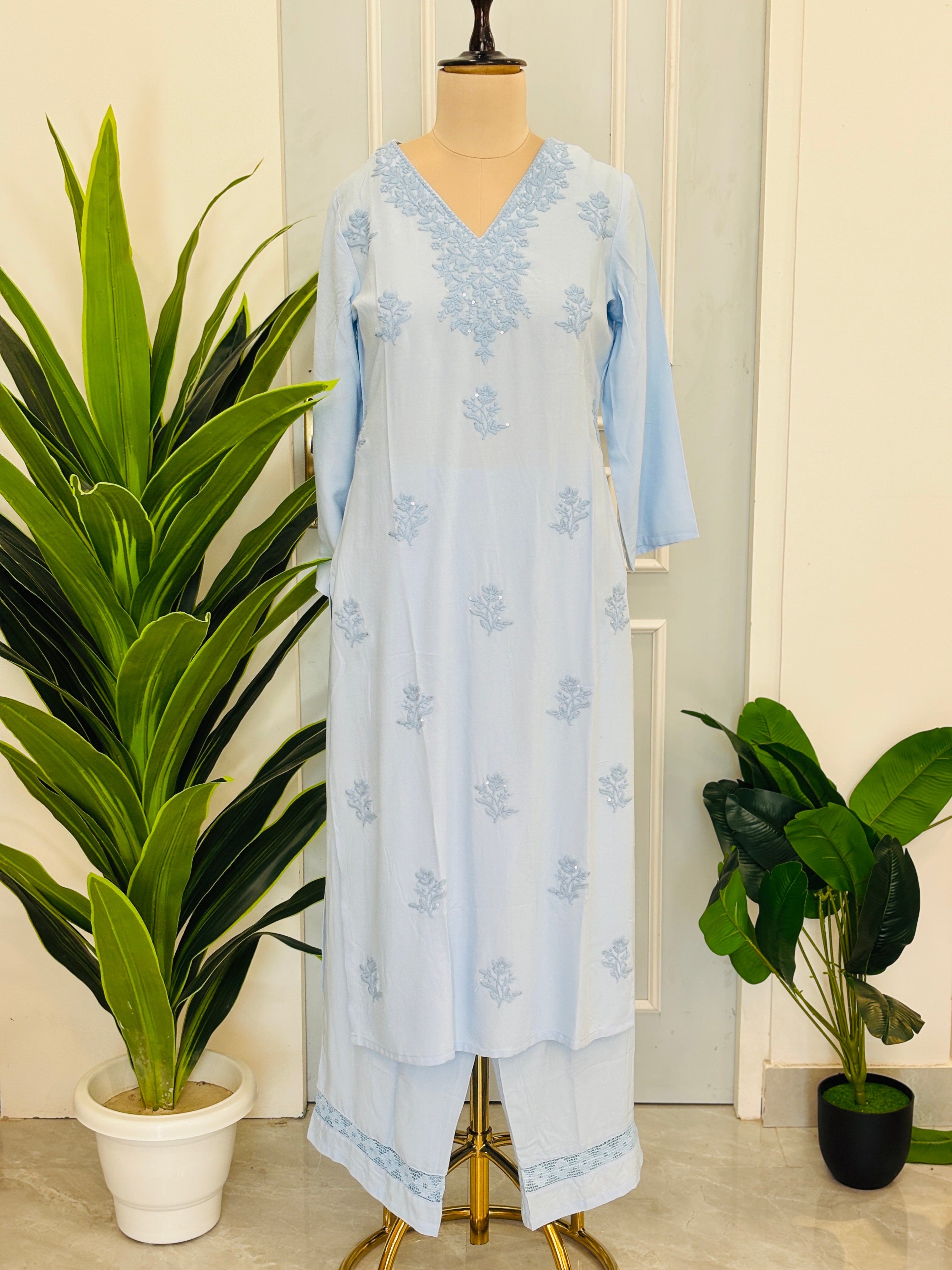 Women's Premium Straight Kurta Palazzo Set