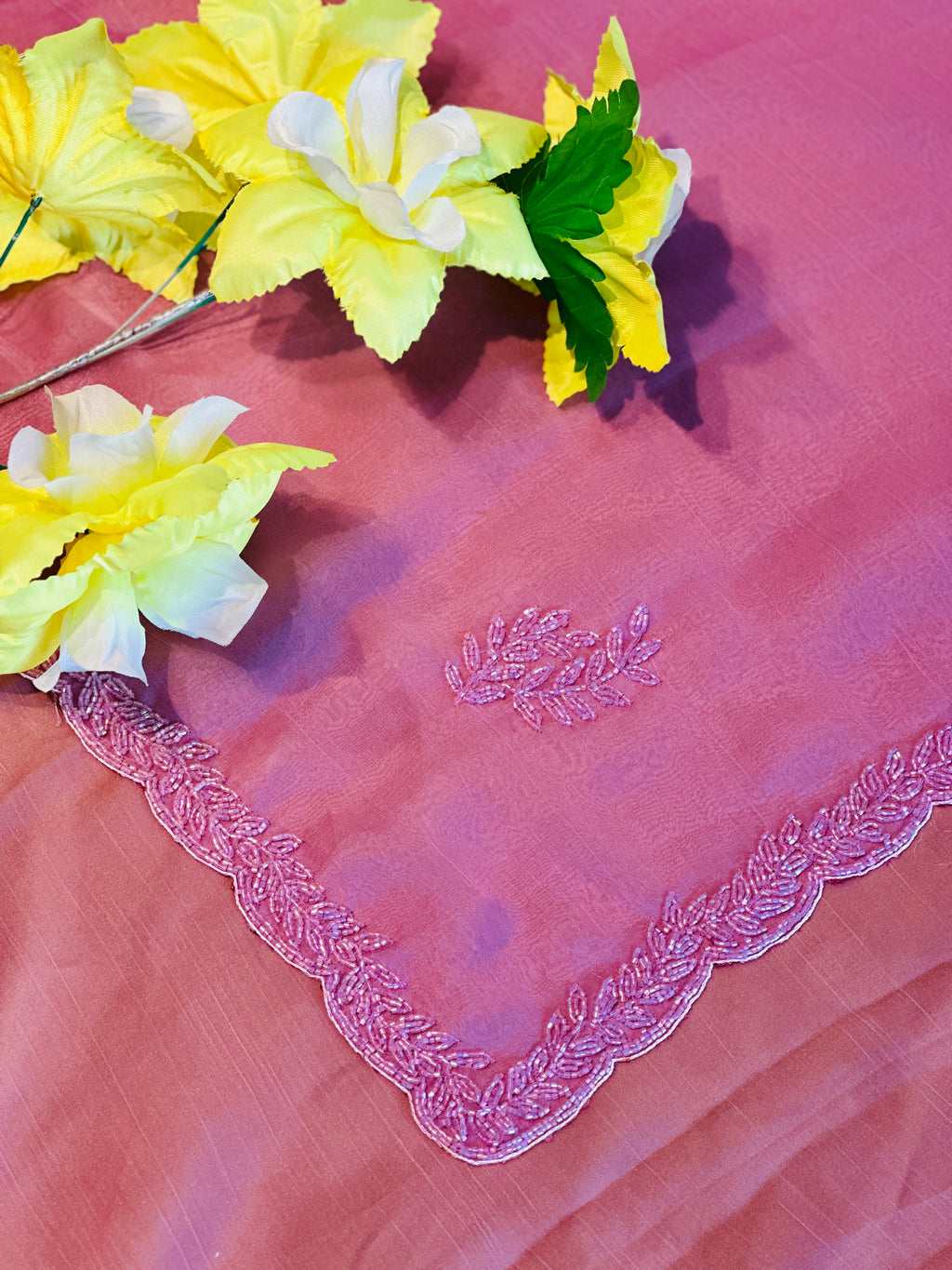 CHIFFON SAREE WITH CUT WORK DETAILING