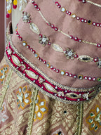 Elegant Peach Gold Designer Lehenga with Handwork Blouse