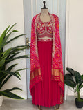 Designer Bandhani Shrug Style Skirt Set