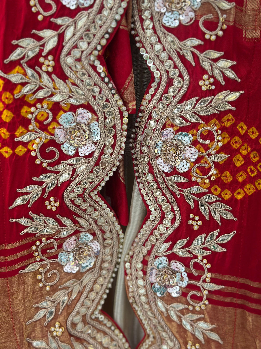 Royal Red Handwork Jacket Lehenga Set