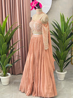 Elegant Off-Shoulder Handwork Lehenga Set