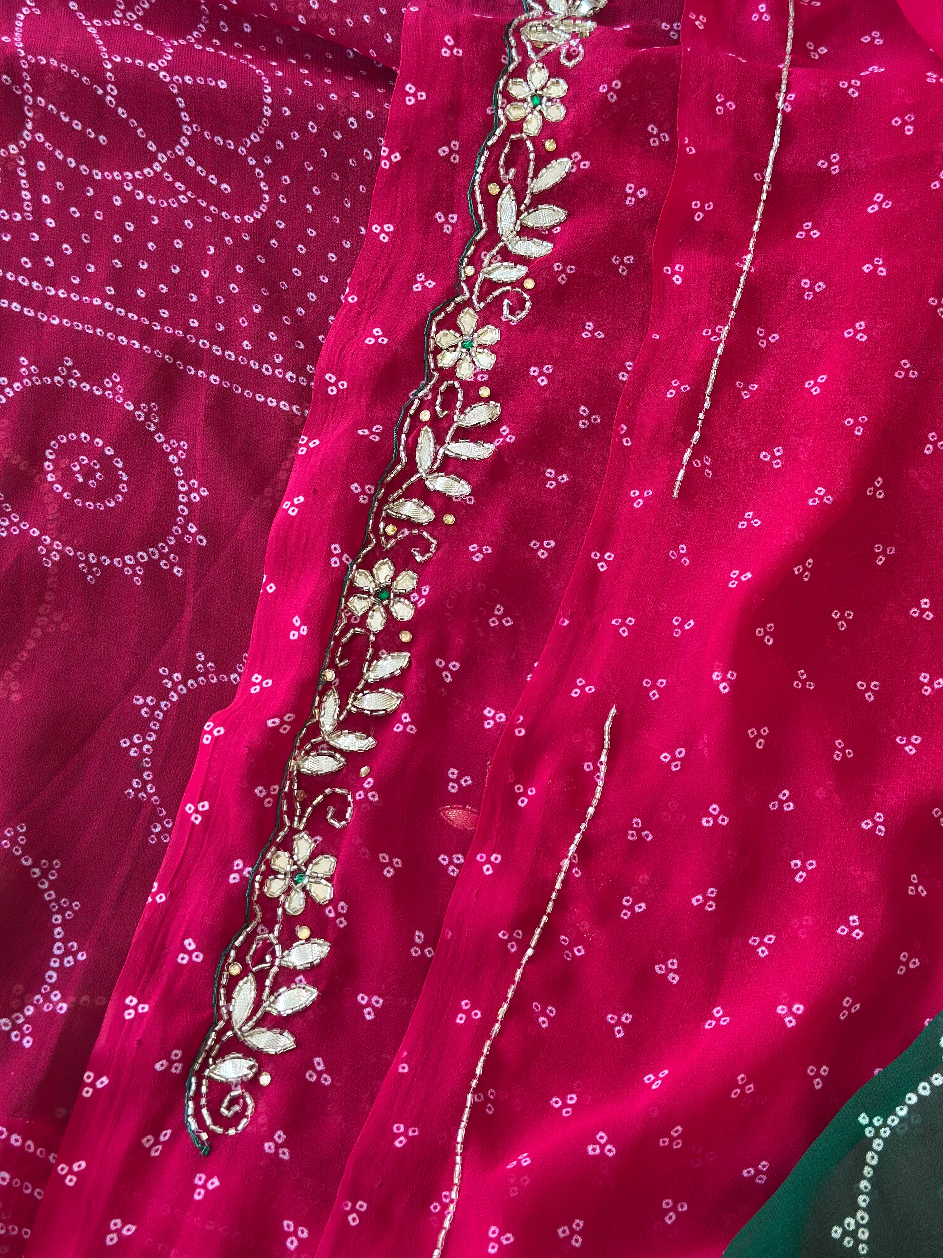 Royal Bandhani Saree with Handwork Border Detailing