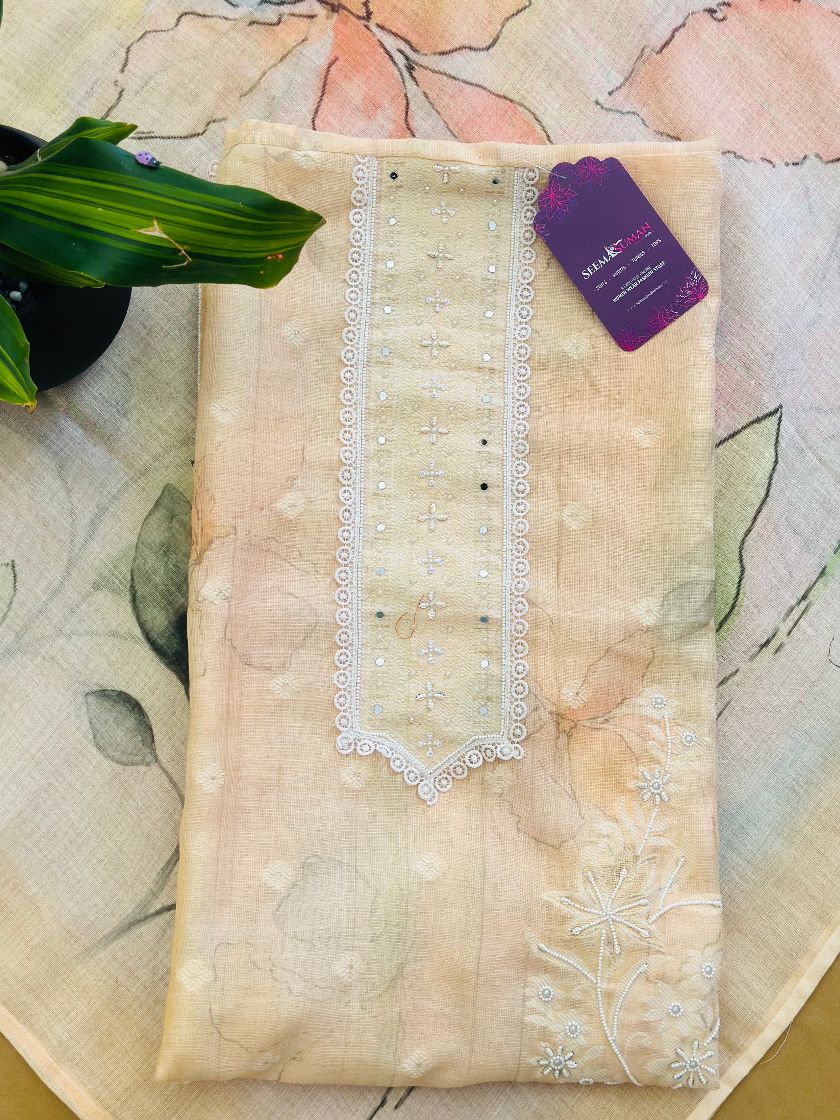 Classic Ethnic Handwork Unstitched Suit