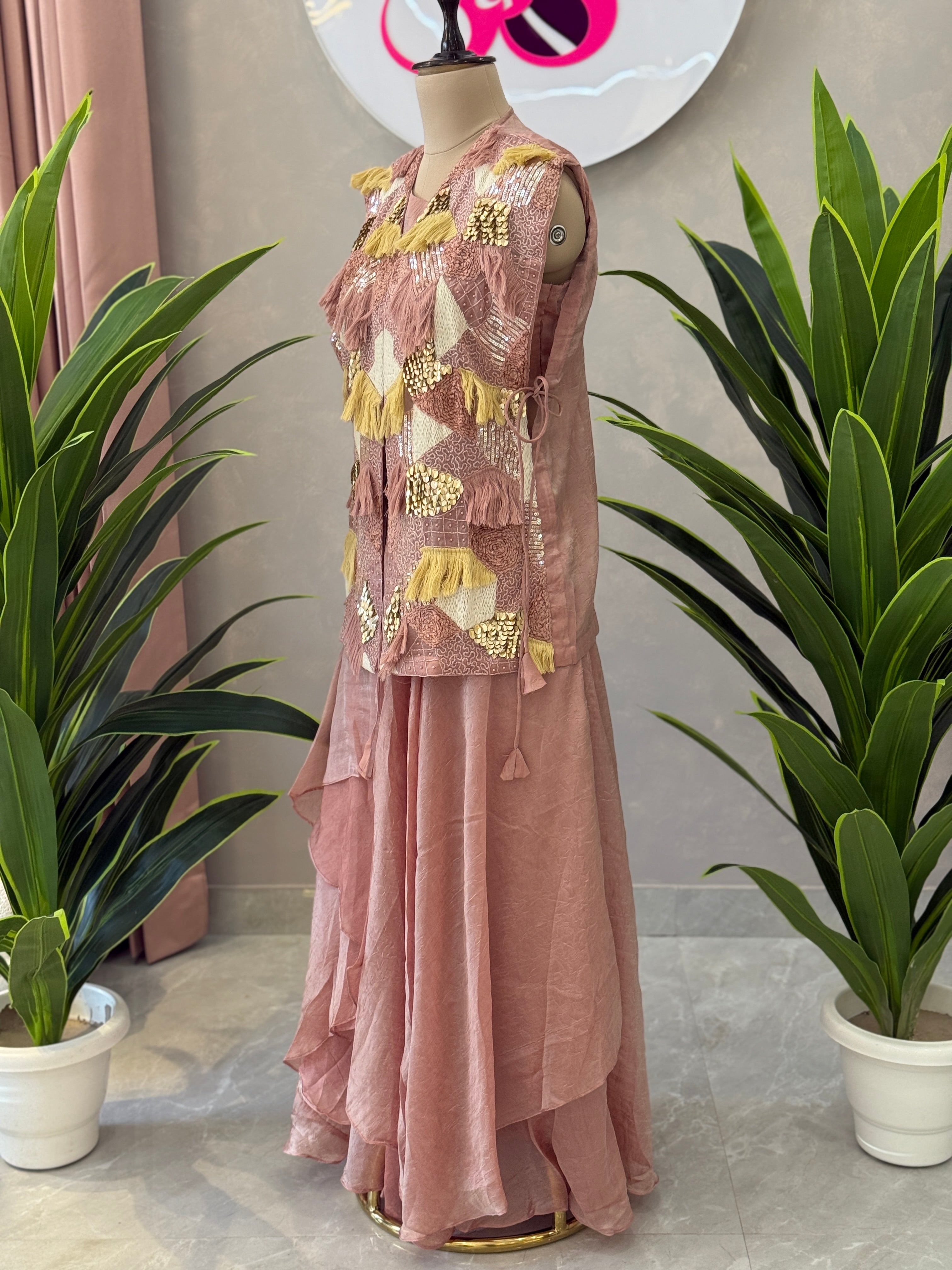 Designer Drape Style Skirt Set