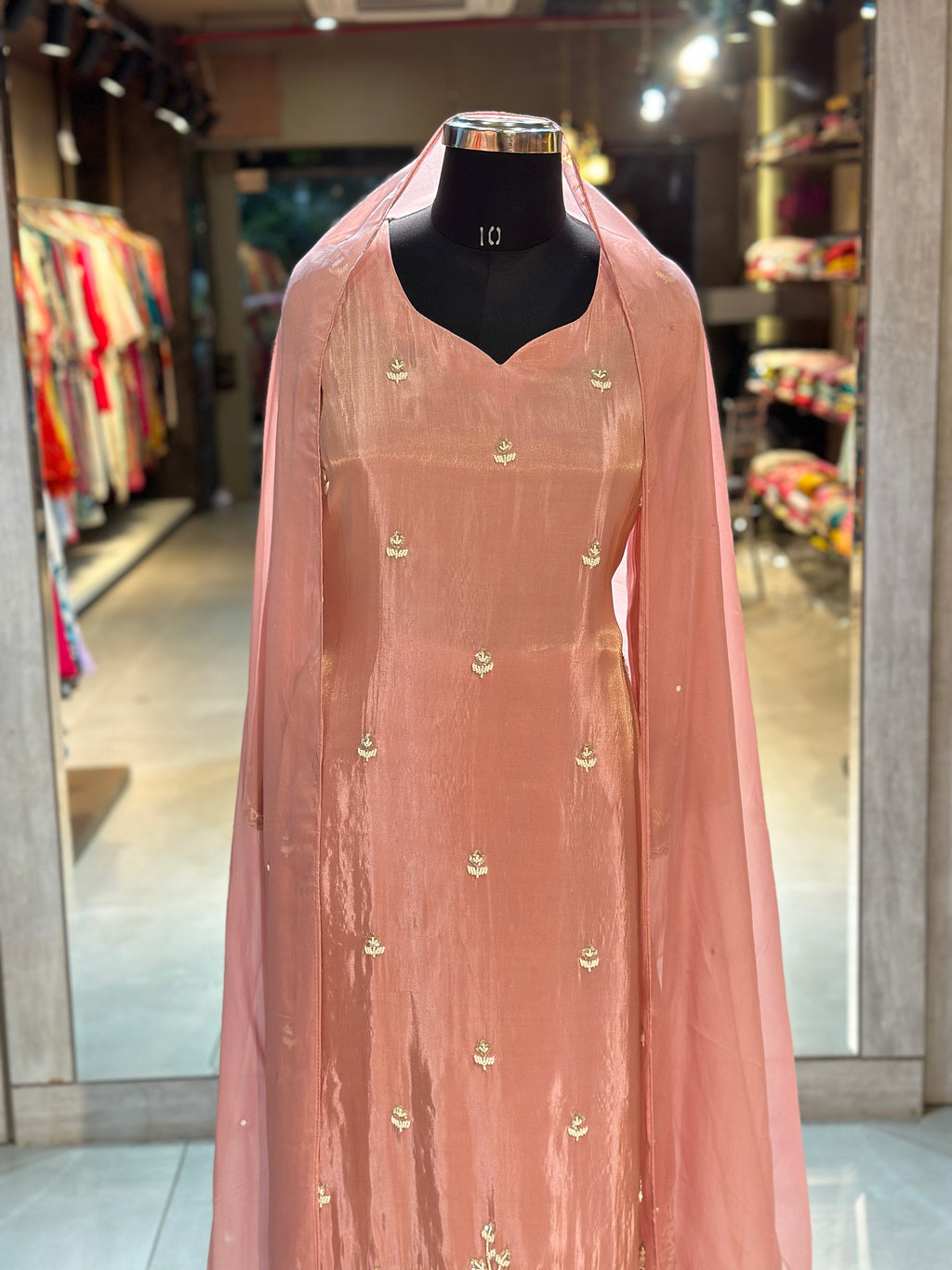 PURE ZARI TISSUE HANDWORK STRAIGHT SUIT SET
