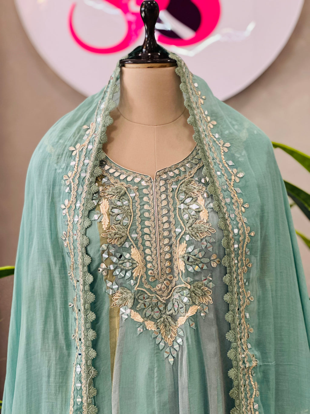 Orignal Mirror Work Anarkali Suit Set