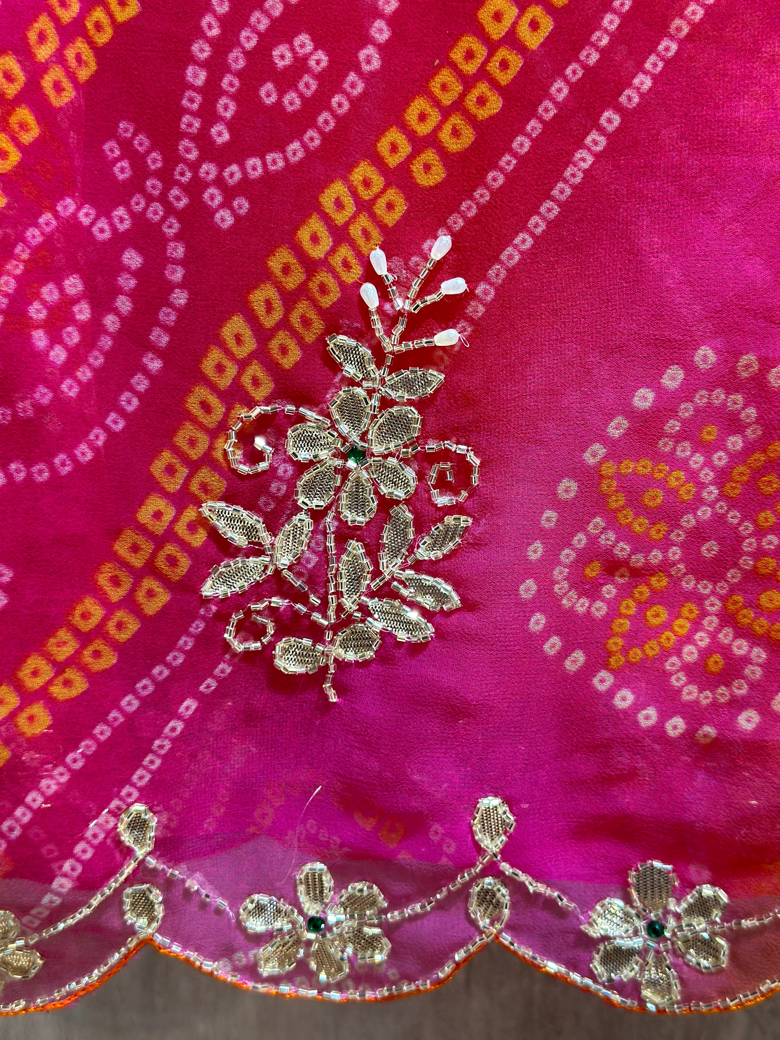 BHANDEJ PACHRANGI GOTTA PATTI HANDWORK SAREE