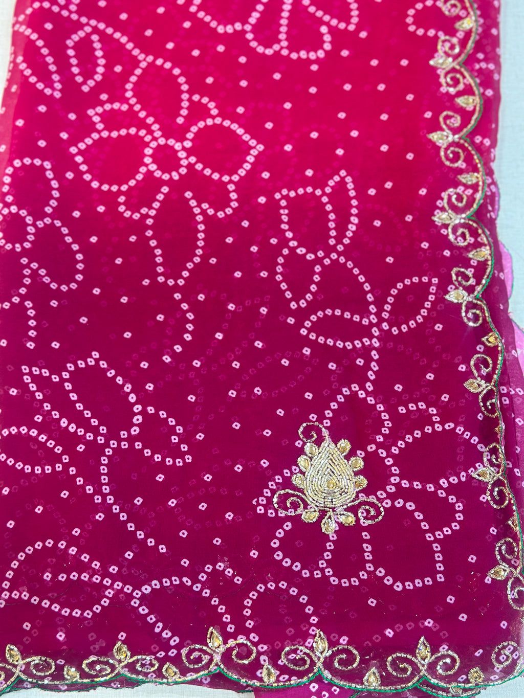 OMBRÉ BHANDEJ HANDWORK SAREE
