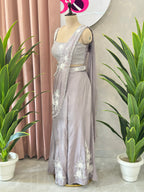 Elegant Draped Style Co-ord Set With Handwork Blouse