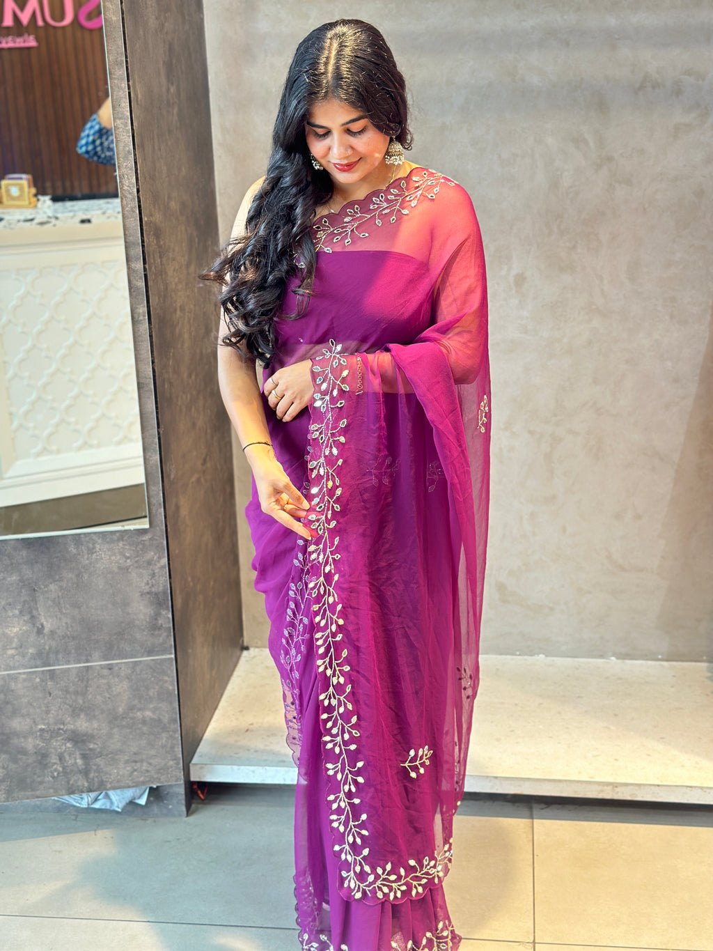 GEORGETTE HANDWORK SAREE