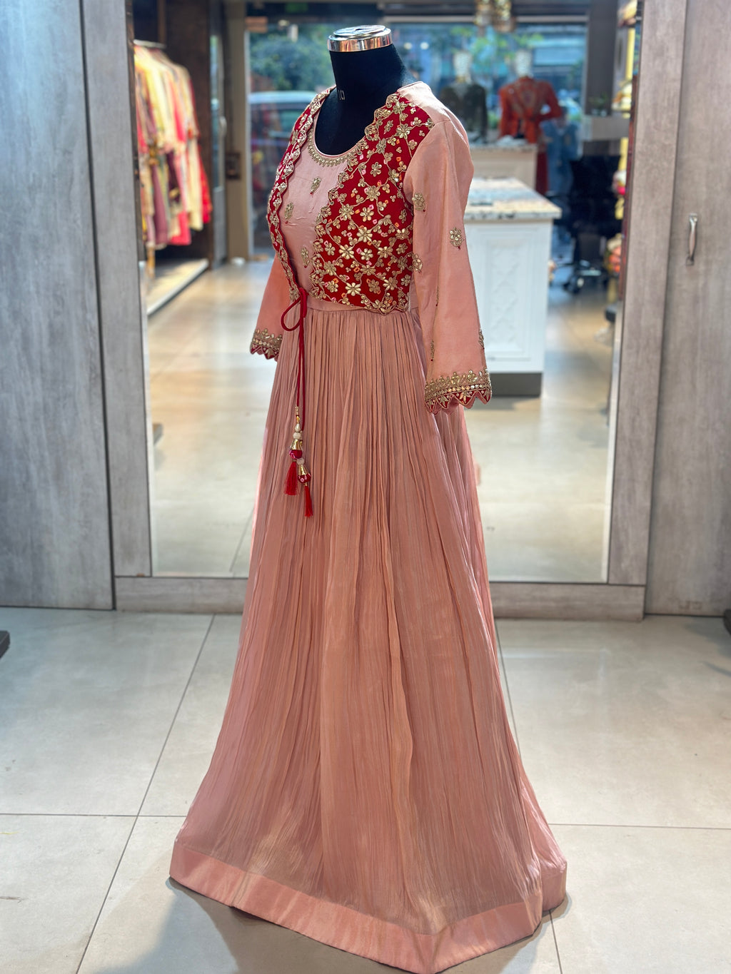 TRADITIONAL PURE ZARI SILK GOWN WITH JACKET