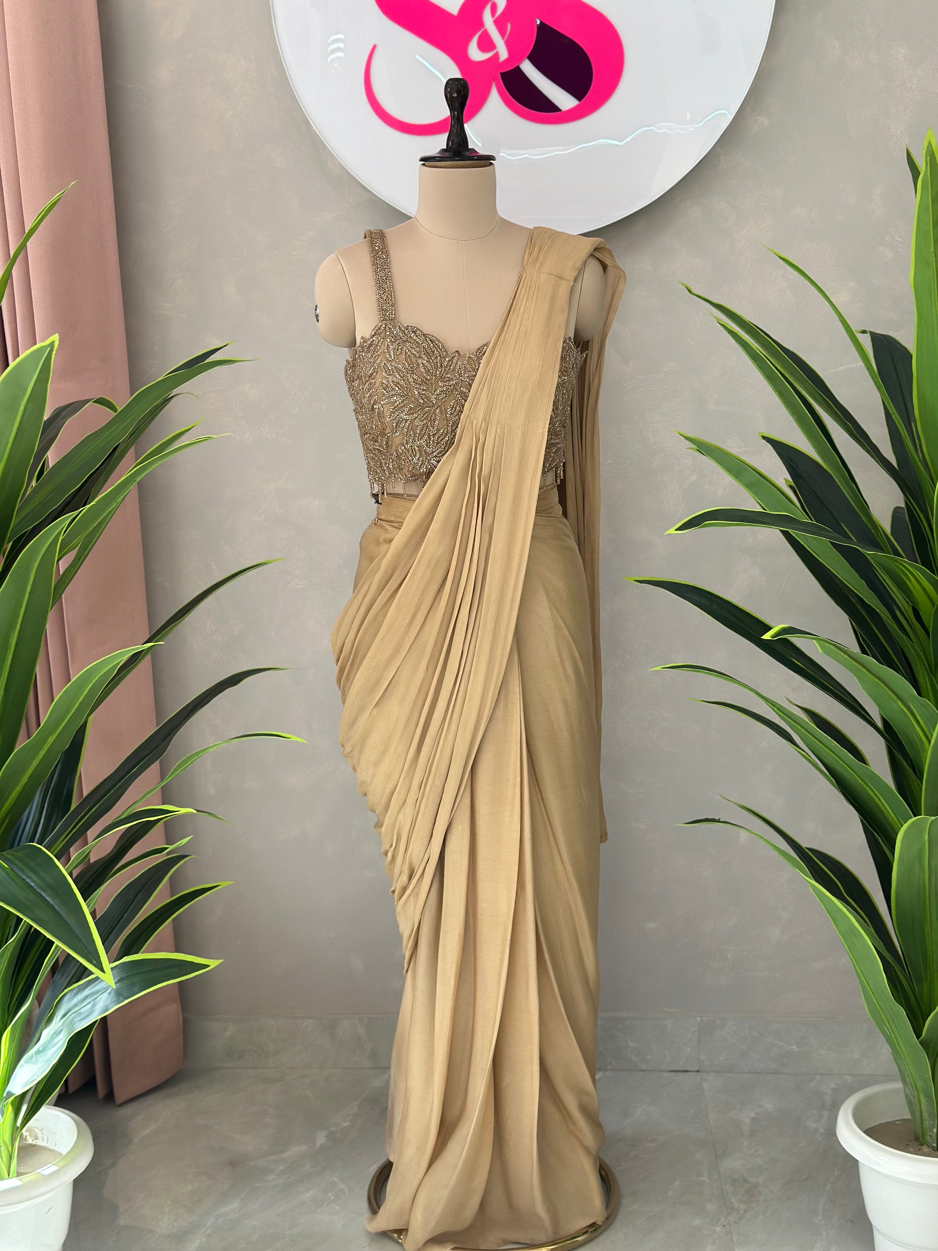 Premium Drape Saree With Beautiful Backless Blouse