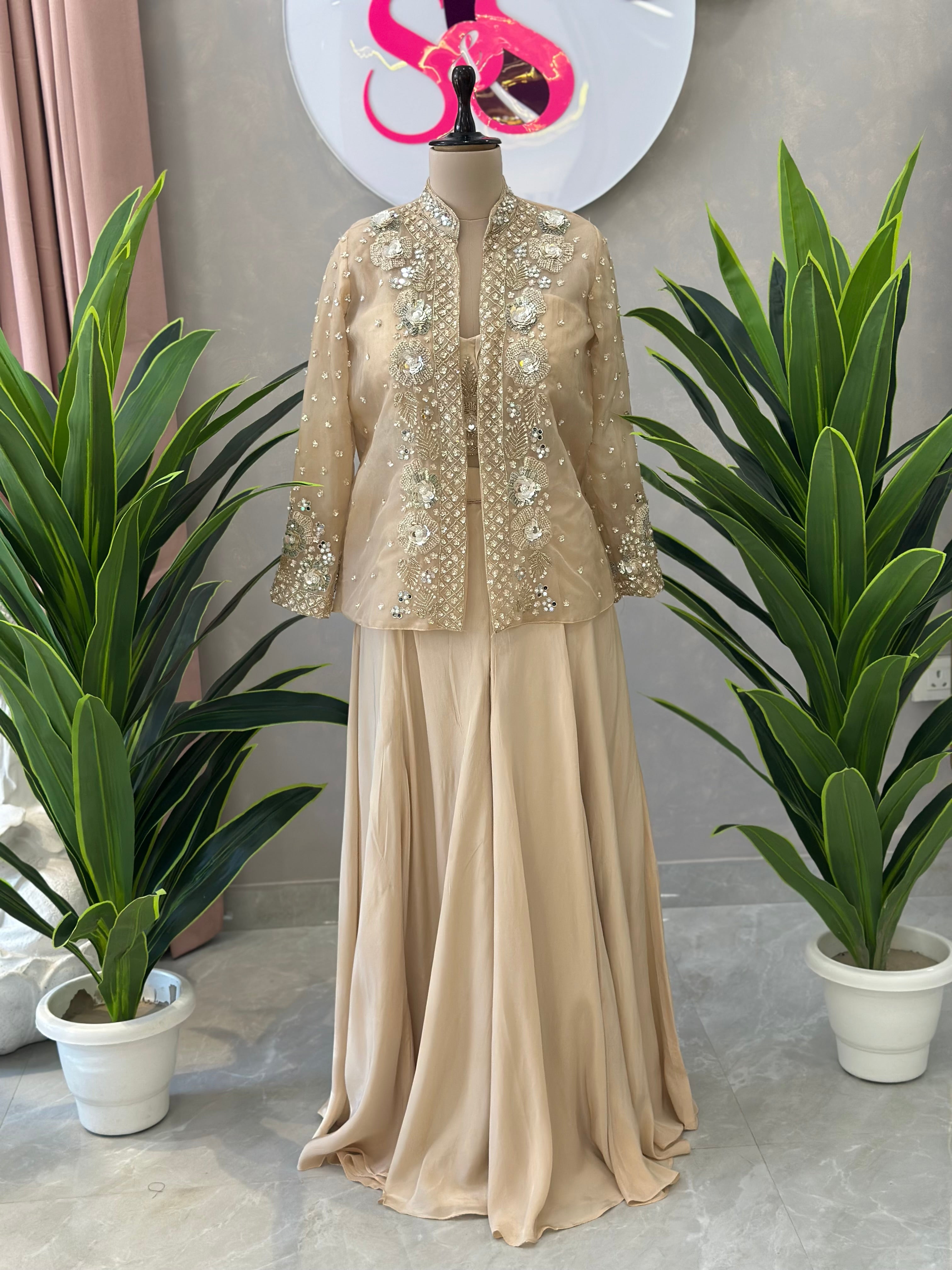 Beautiful Handwork Plazo Set